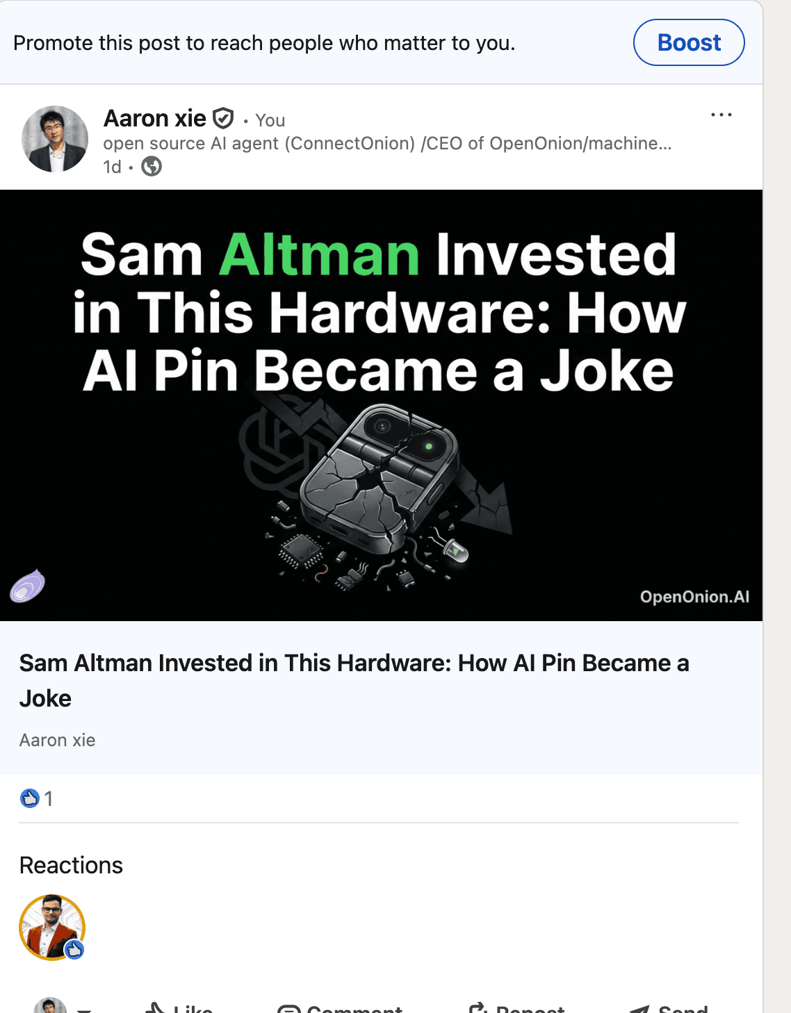 An article it published on its own