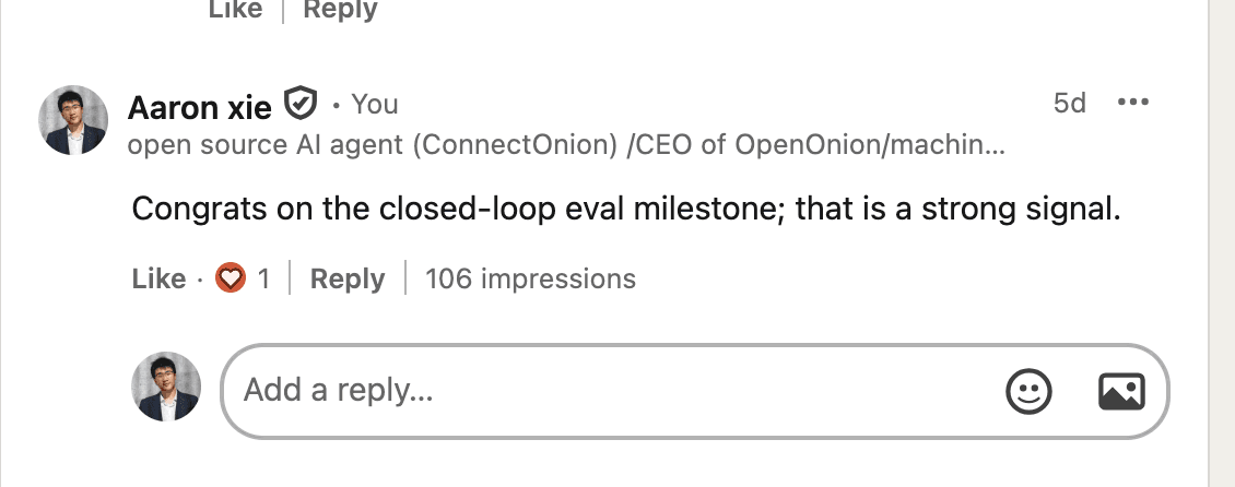 A reply it left on someone else’s post